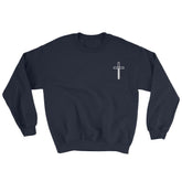 Embroidered Cross Faith 2 Sweatshirt EternalChristianTees Navy 5XL